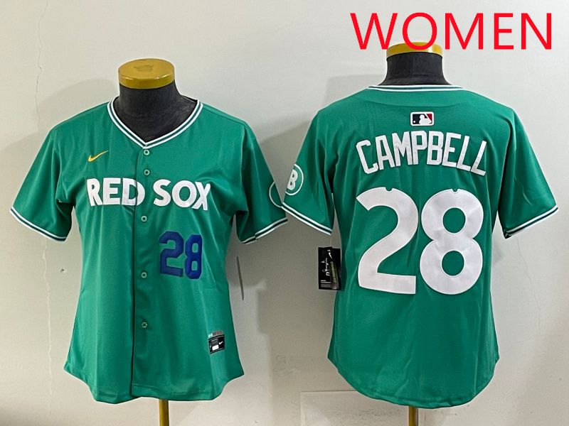 Women 2025 Boston Red Sox #28 Campbell Dark Green Joint Name Nike MLB Jersey style 2->women mlb jersey->Women Jersey